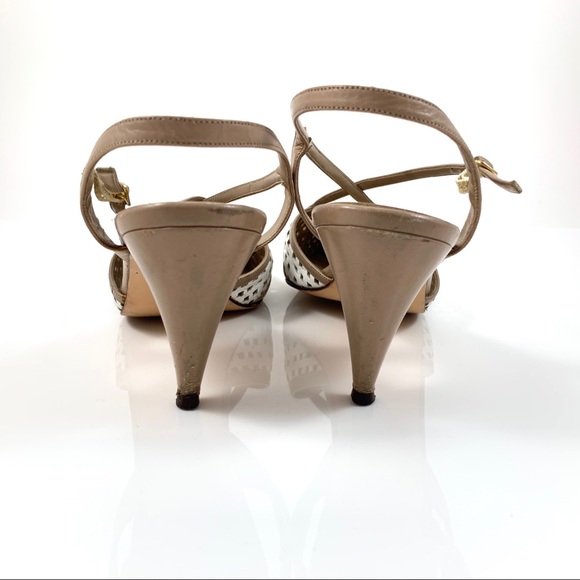 ❌SOLD❌1960s BANDOLINO nude + white leather sling backs - Picture 4 of 7